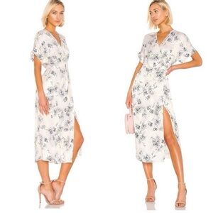 Equipment Floral White Wrap Kimono Dress
